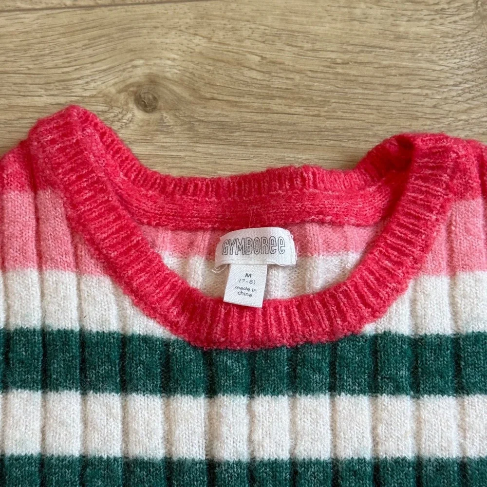 EUC Kids Girls striped Gymboree colorful wool blend sweater stretch size M 7-8